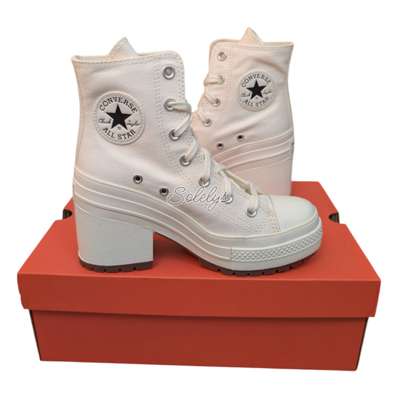 Converse Chuck 70 De Luxe Heel Platform Egret White Sneaker Mens 10 Womens 12 - Picture 2 of 10